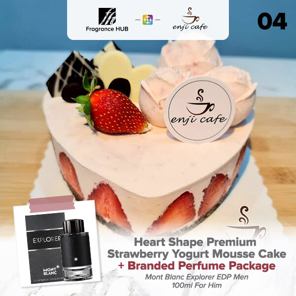 Heart Shape Premium Strawberry Yogurt Mousse Cake  + Fragrance Hub Branded Perfume (By: Enji Cafe from Melaka)