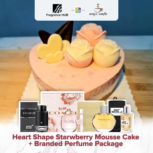 Heart Shape Starwberry Mousse Cake  + Fragrance Hub Branded Perfume (By: Enji Cafe from Melaka)