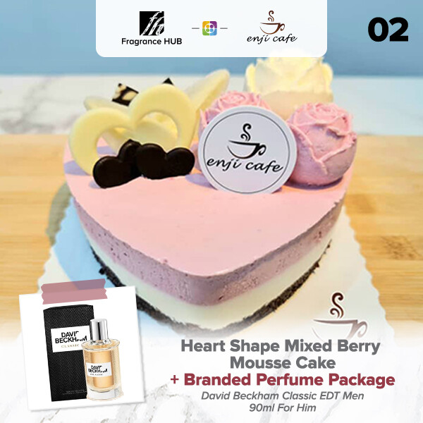Heart Shape Mixed Berry Mousse Cake  + Fragrance Hub Branded Perfume (By: Enji Cafe from Melaka)