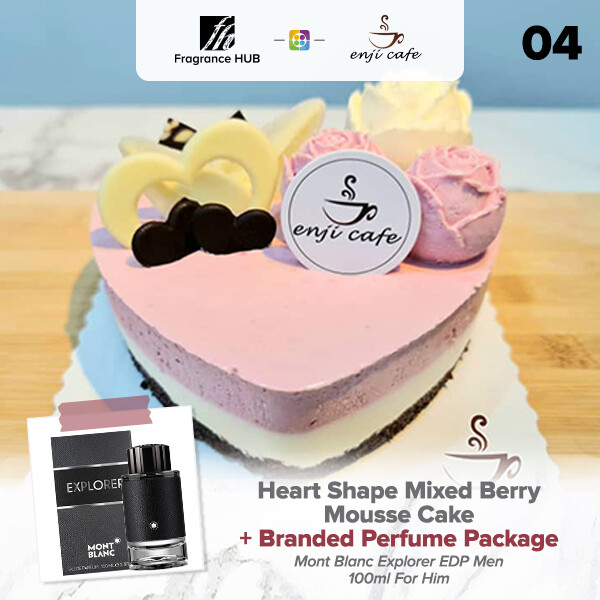 Heart Shape Mixed Berry Mousse Cake  + Fragrance Hub Branded Perfume (By: Enji Cafe from Melaka)