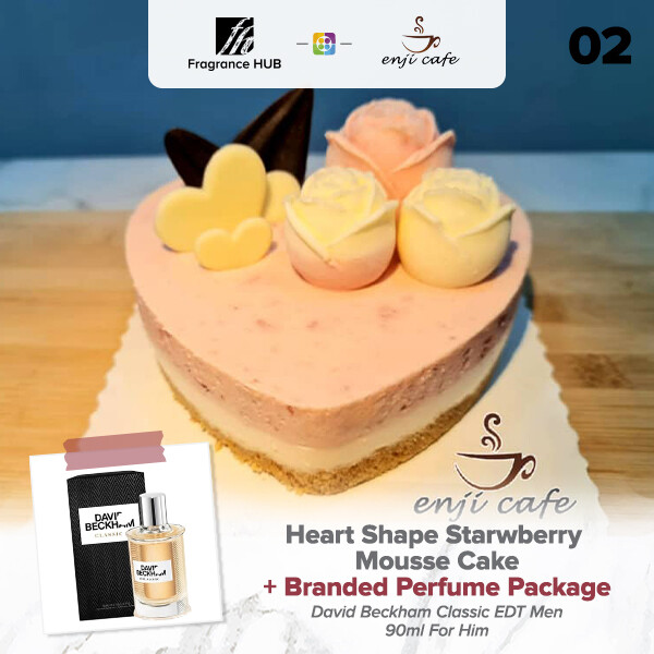 Heart Shape Starwberry Mousse Cake  + Fragrance Hub Branded Perfume (By: Enji Cafe from Melaka)