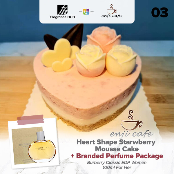 Heart Shape Starwberry Mousse Cake  + Fragrance Hub Branded Perfume (By: Enji Cafe from Melaka)