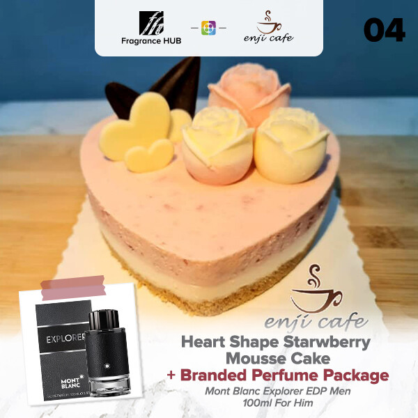 Heart Shape Starwberry Mousse Cake  + Fragrance Hub Branded Perfume (By: Enji Cafe from Melaka)