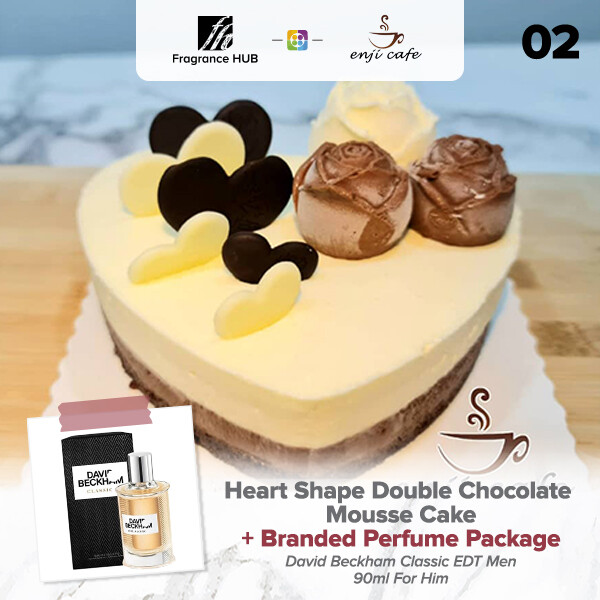 Heart Shape Double Chocolate Mousse Cake  + Fragrance Hub Branded Perfume (By: Enji Cafe from Melaka)