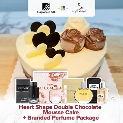 Heart Shape Double Chocolate Mousse Cake  + Fragrance Hub Branded Perfume (By: Enji Cafe from Melaka)