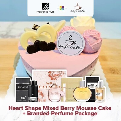 Heart Shape Mixed Berry Mousse Cake  + Fragrance Hub Branded Perfume (By: Enji Cafe from Melaka)