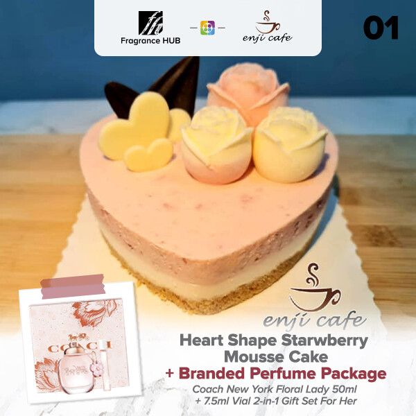 Heart Shape Starwberry Mousse Cake  + Fragrance Hub Branded Perfume (By: Enji Cafe from Melaka)