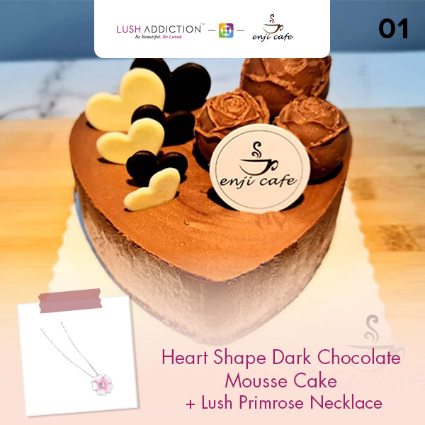 Heart Shape Dark Chocolate Mousse Cake + Lush Addiction Necklace (By: Enji Cafe from Melaka)