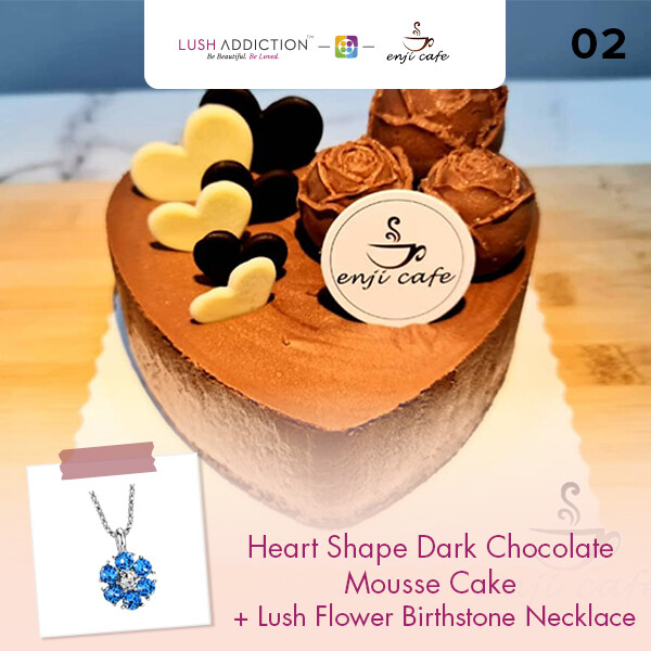 Heart Shape Dark Chocolate Mousse Cake + Lush Addiction Necklace (By: Enji Cafe from Melaka)