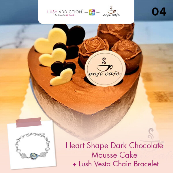 Heart Shape Dark Chocolate Mousse Cake + Lush Addiction Necklace (By: Enji Cafe from Melaka)