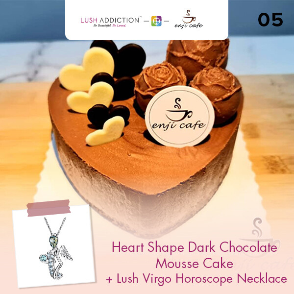 Heart Shape Dark Chocolate Mousse Cake + Lush Addiction Necklace (By: Enji Cafe from Melaka)