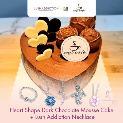 Heart Shape Dark Chocolate Mousse Cake + Lush Addiction Necklace (By: Enji Cafe from Melaka)