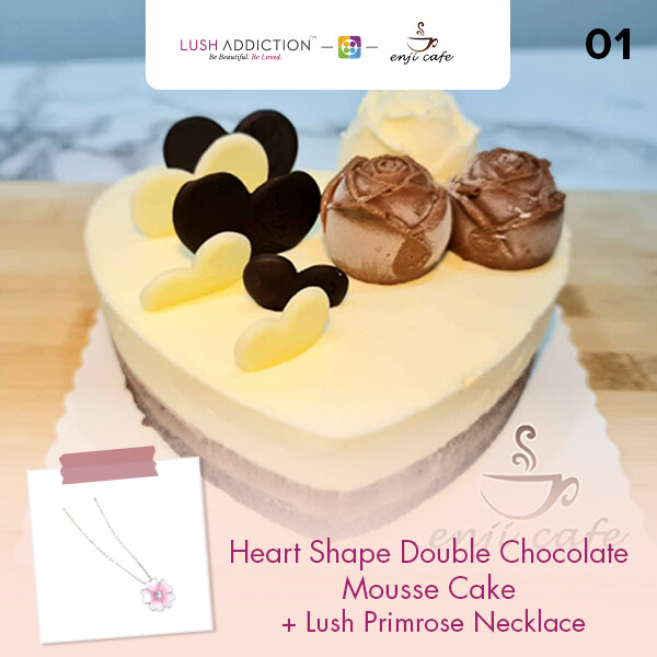 Heart Shape Double Chocolate Mousse Cake + Lush Addiction Necklace (By: Enji Cafe from Melaka)