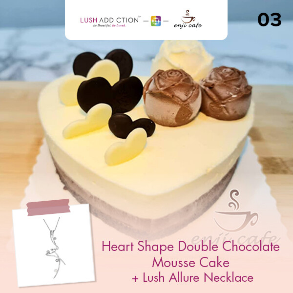 Heart Shape Double Chocolate Mousse Cake + Lush Addiction Necklace (By: Enji Cafe from Melaka)