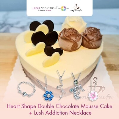 Heart Shape Double Chocolate Mousse Cake + Lush Addiction Necklace (By: Enji Cafe from Melaka)
