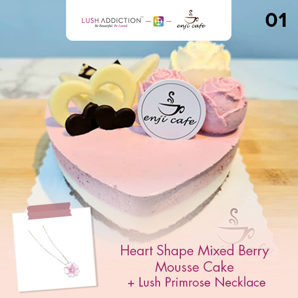 Heart Shape Mixed Berry Mousse Cake + Lush Addiction Necklace (By: Enji Cafe from Melaka)