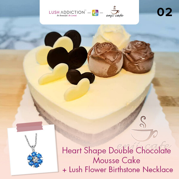 Heart Shape Double Chocolate Mousse Cake + Lush Addiction Necklace (By: Enji Cafe from Melaka)