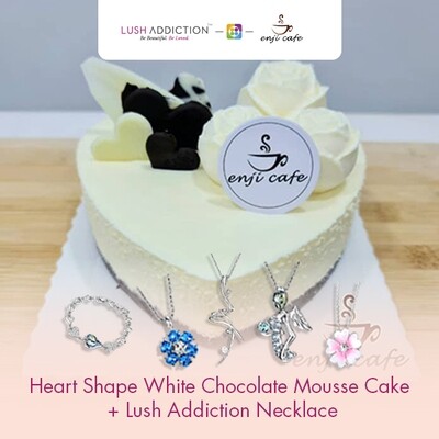 Heart Shape White Chocolate Mousse Cake + Lush Addiction Necklace (By: Enji Cafe from Melaka)