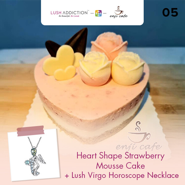 Heart Shape Starwberry Mousse Cake + Lush Addiction Necklace (By: Enji Cafe from Melaka)