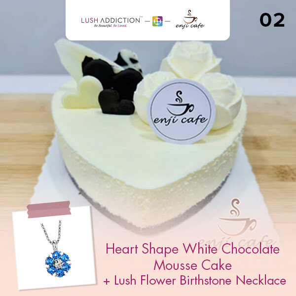 Heart Shape White Chocolate Mousse Cake + Lush Addiction Necklace (By: Enji Cafe from Melaka)