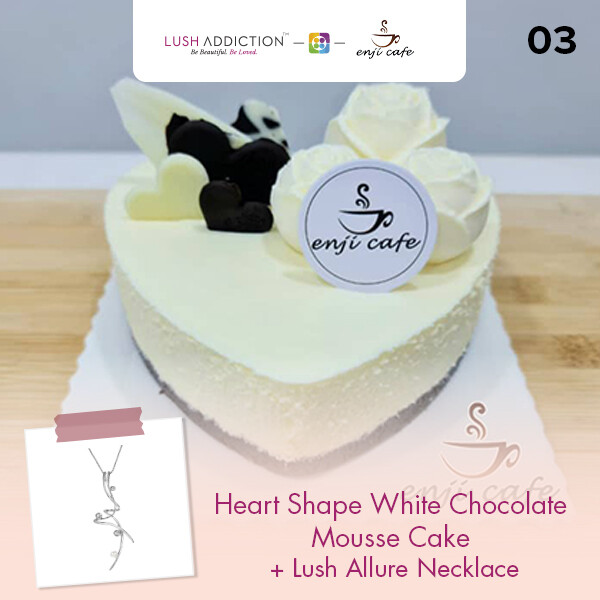 Heart Shape White Chocolate Mousse Cake + Lush Addiction Necklace (By: Enji Cafe from Melaka)