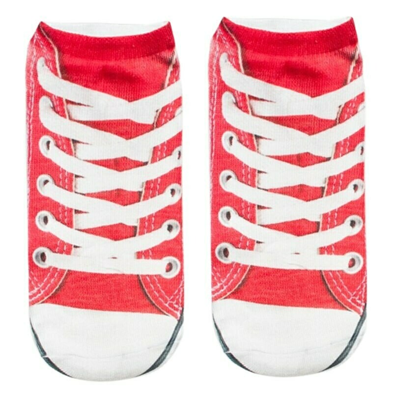 Canvas design ankle socks - red