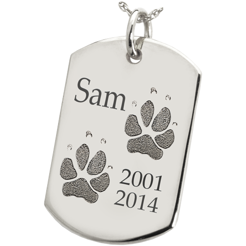 Dog Tag with Paw Prints