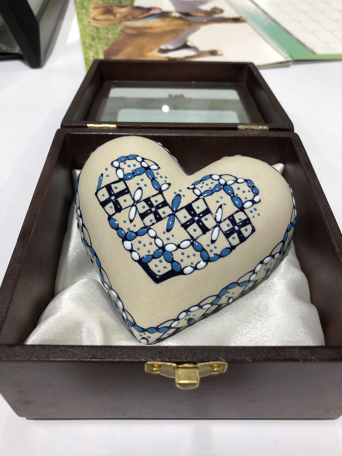 Hand Painted Heart Urn - Blue