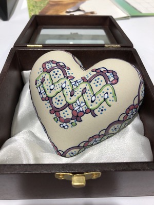 Hand Painted Heart Urn - Pink