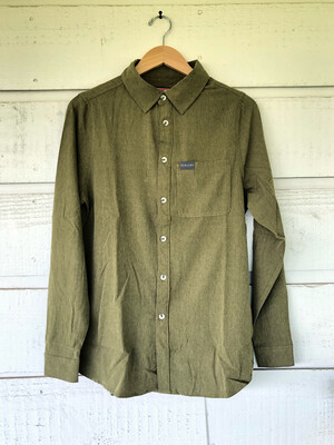 Performance Button Up-Heather Olive