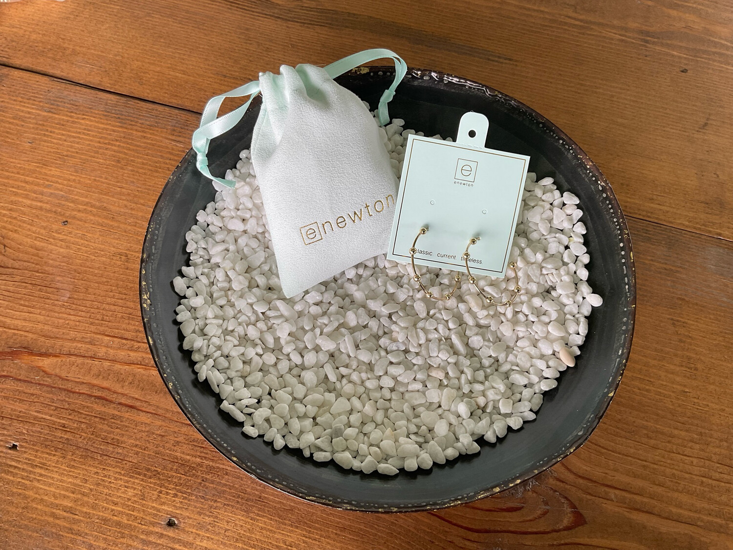 Beaded simplicity Gold Hoop Earring