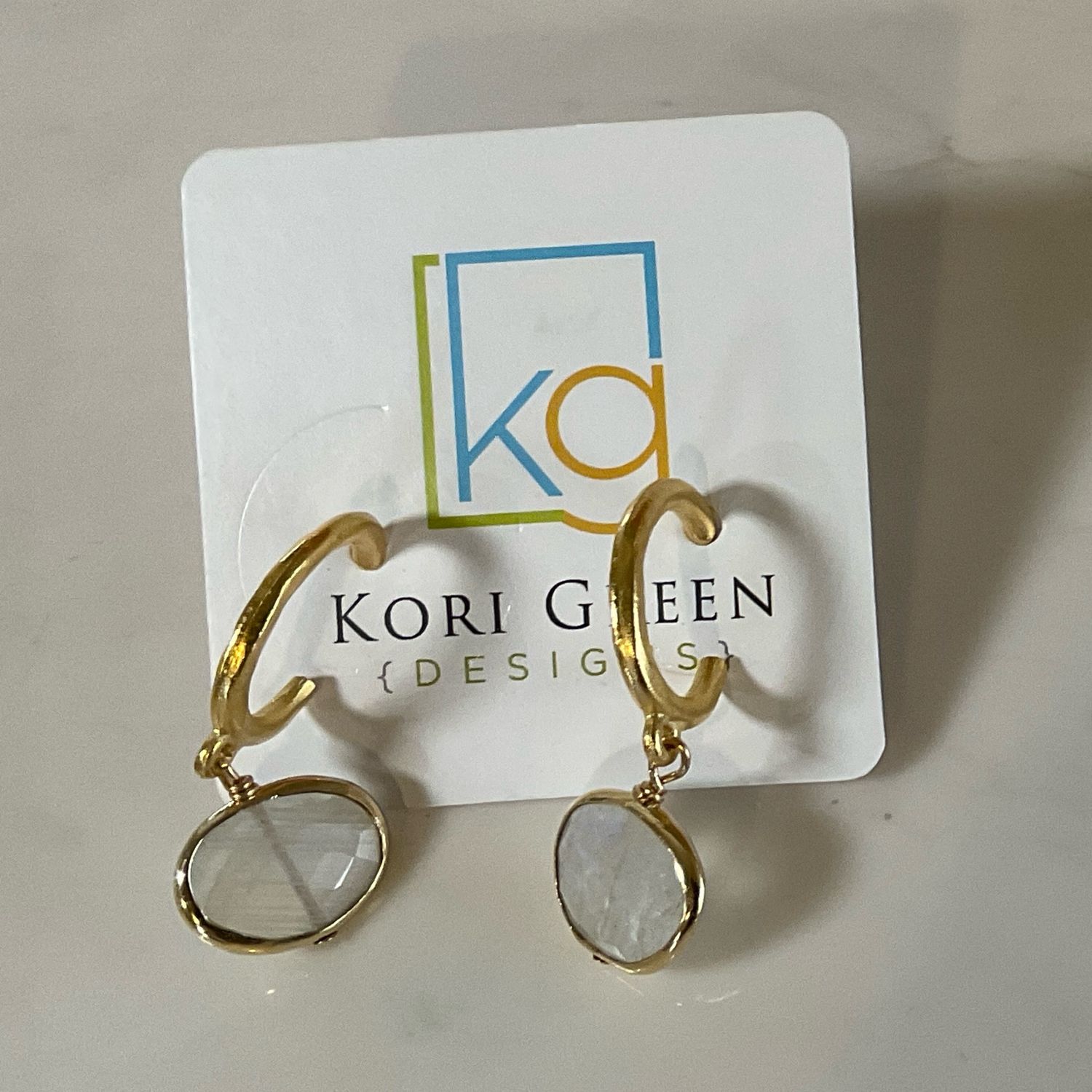 Moonstone thin Hoops