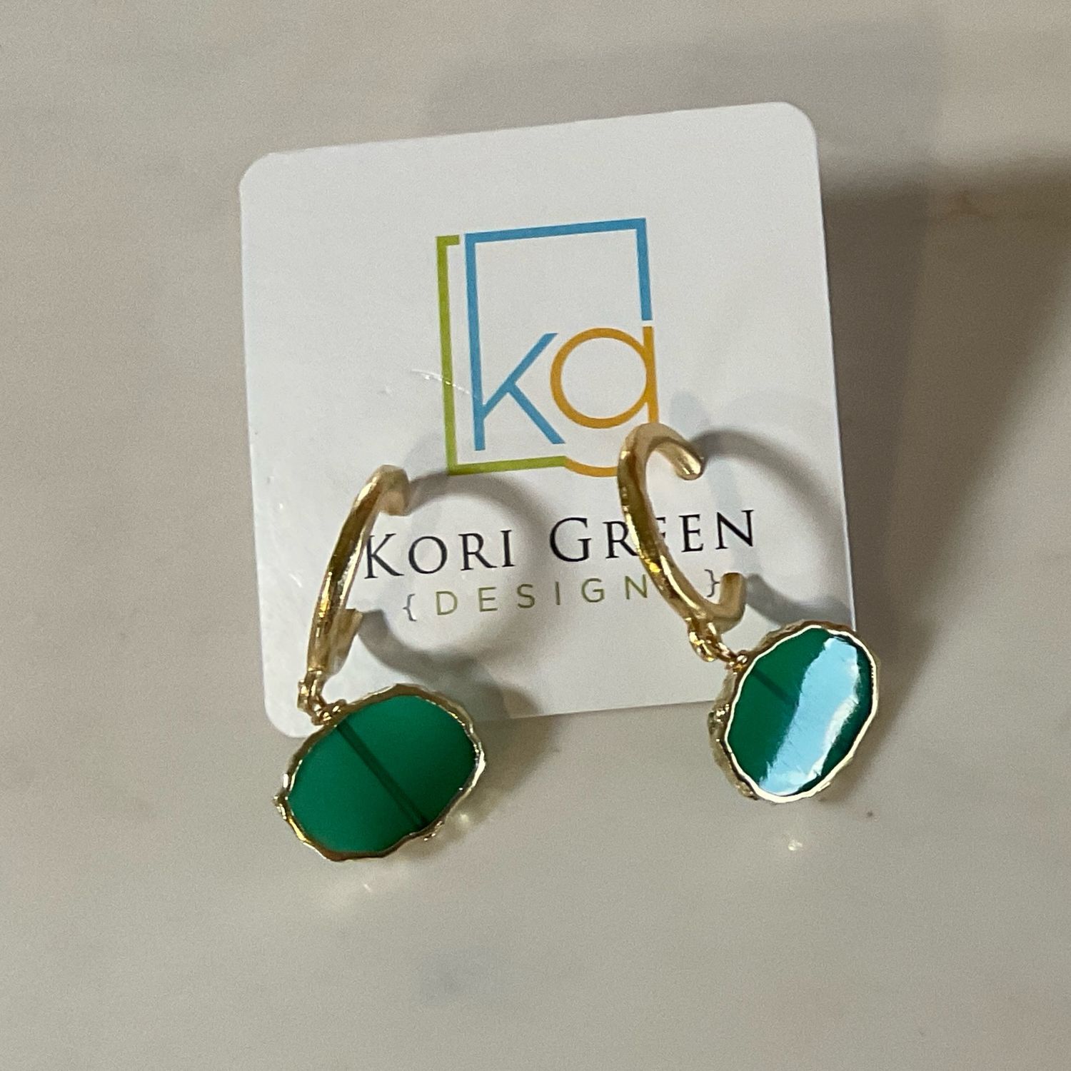 Green Onyx Hoops
