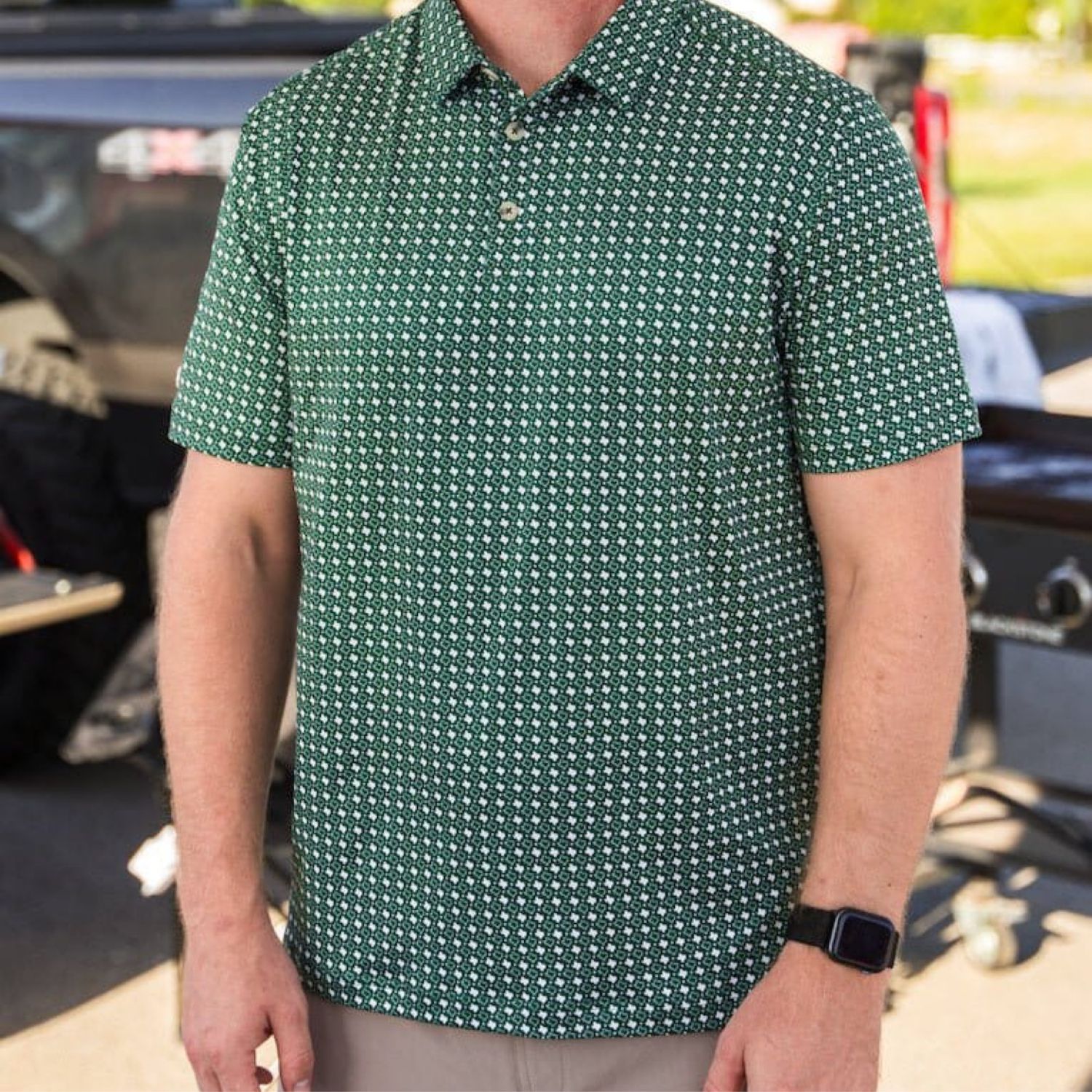 Texas Green and White Performance Polo