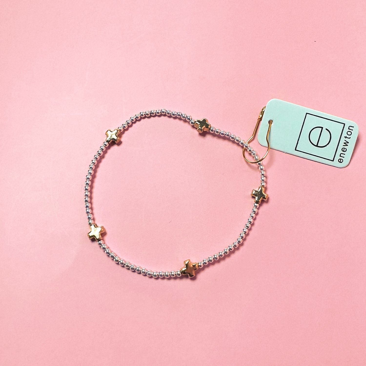 Signature Cross Mixed Metal Stud- Classic Sterling