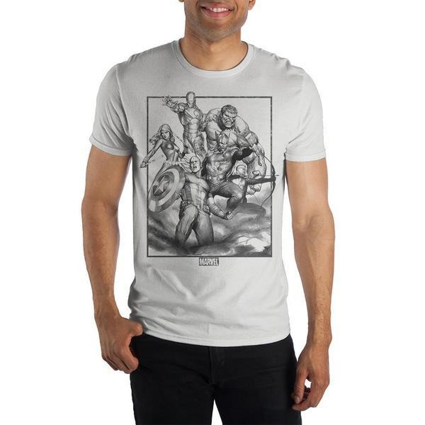 Marvel Avengers Black &amp; White Crew Neck Short Sleeve T shirt