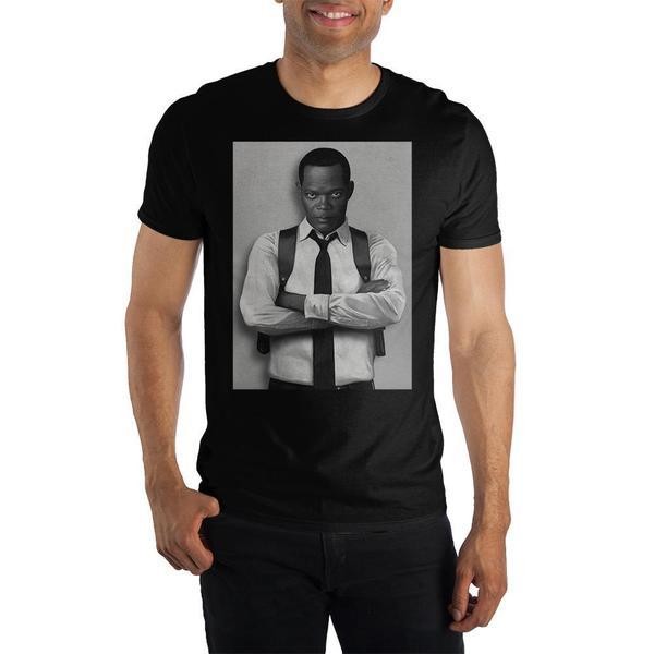 Marvel Clothing Captain Marvel Nick Fury Black &amp; White Graphic Short-Sleeve T-Shirt