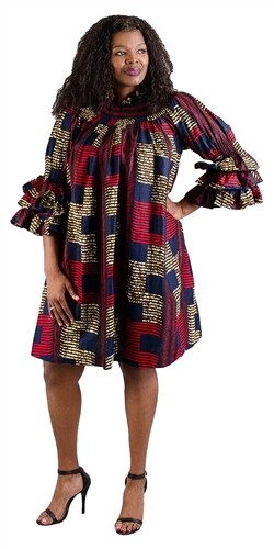 African Print Smocked Dress