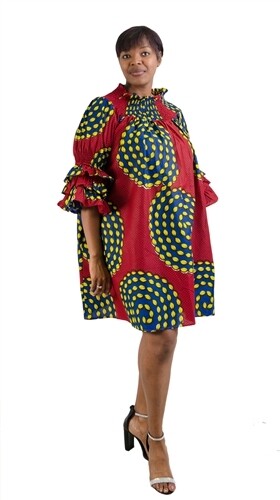 African Print Smocked Dress
