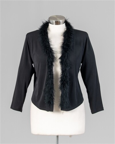 Feather Trim Knit Bolero Topper
