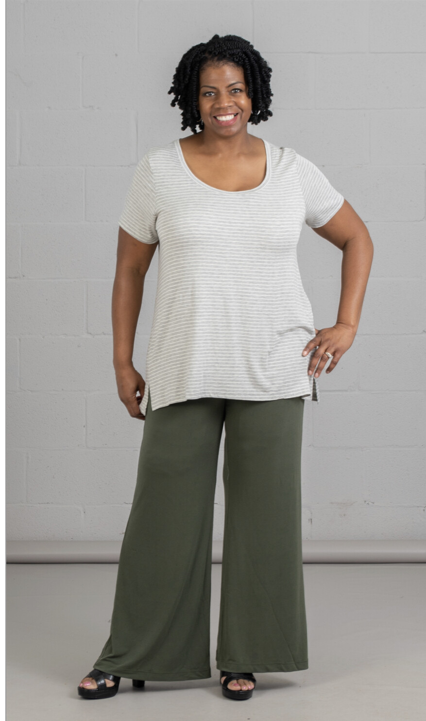 Marla Wynne, Stretch Jersey Pant: Olive: Large