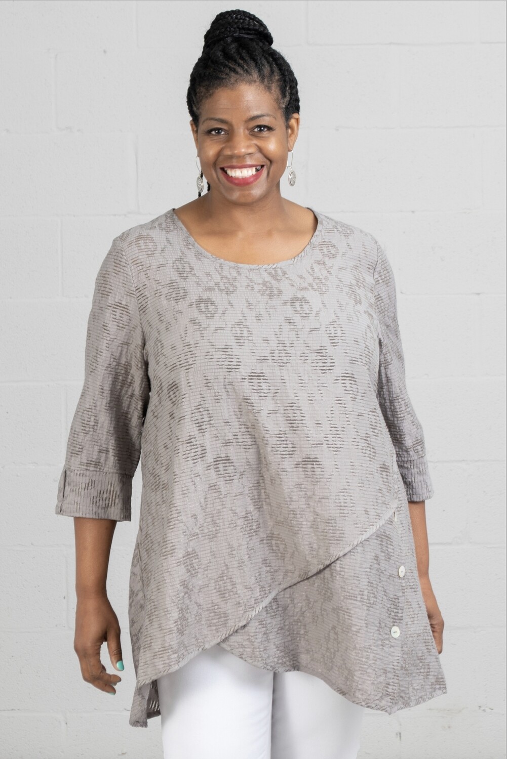 Moonlight, Sheer Tunic Top: White: XXL