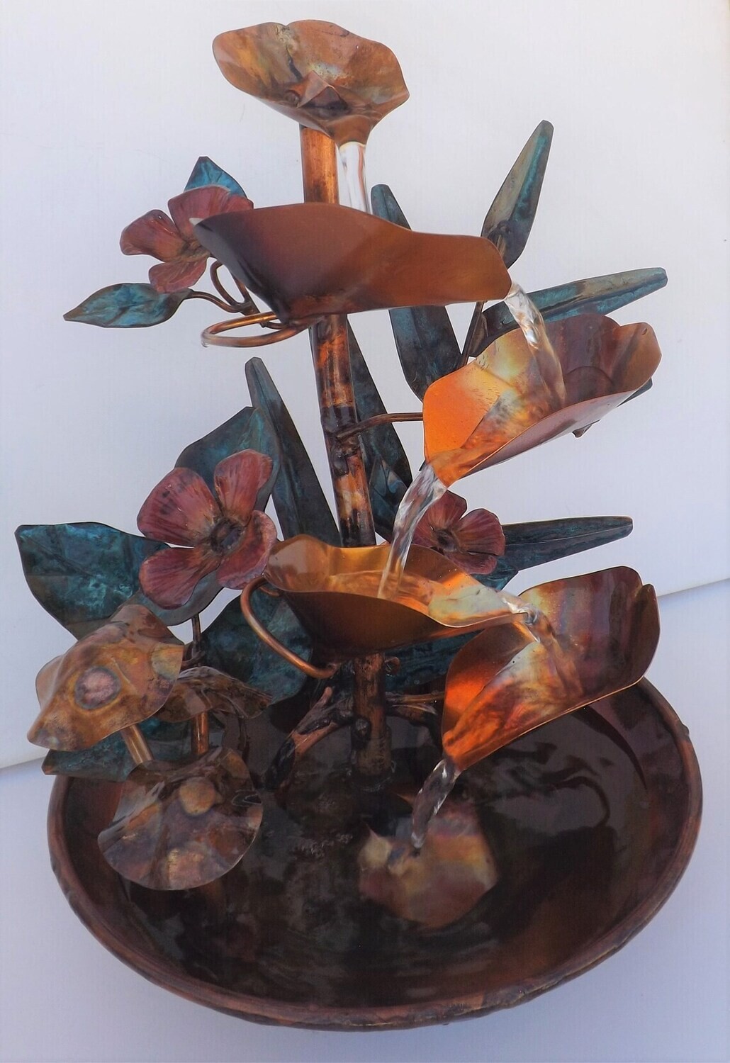 Mushroom, Fern, and Dogwood Flowers Forest Copper Water Table Fountain (available by order and not in-stock, please see details for shipping/inventory)