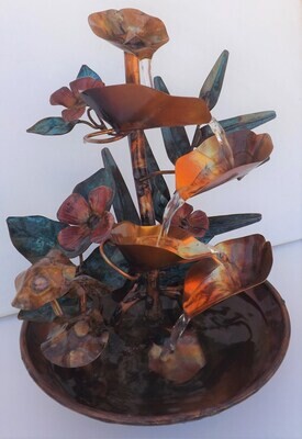 Mushroom, Fern, and Dogwood Flowers Forest Copper Water Table Fountain (available by order, please see details for shipping/inventory)