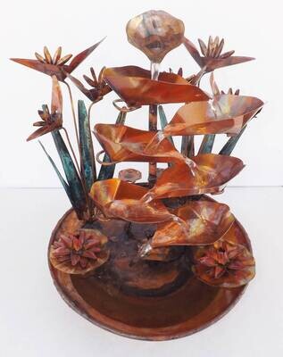 Copper Fountains, Bird of Paradise Flowers, Medium Tabletop Size (available/created by order, please see details for shipping/inventory)