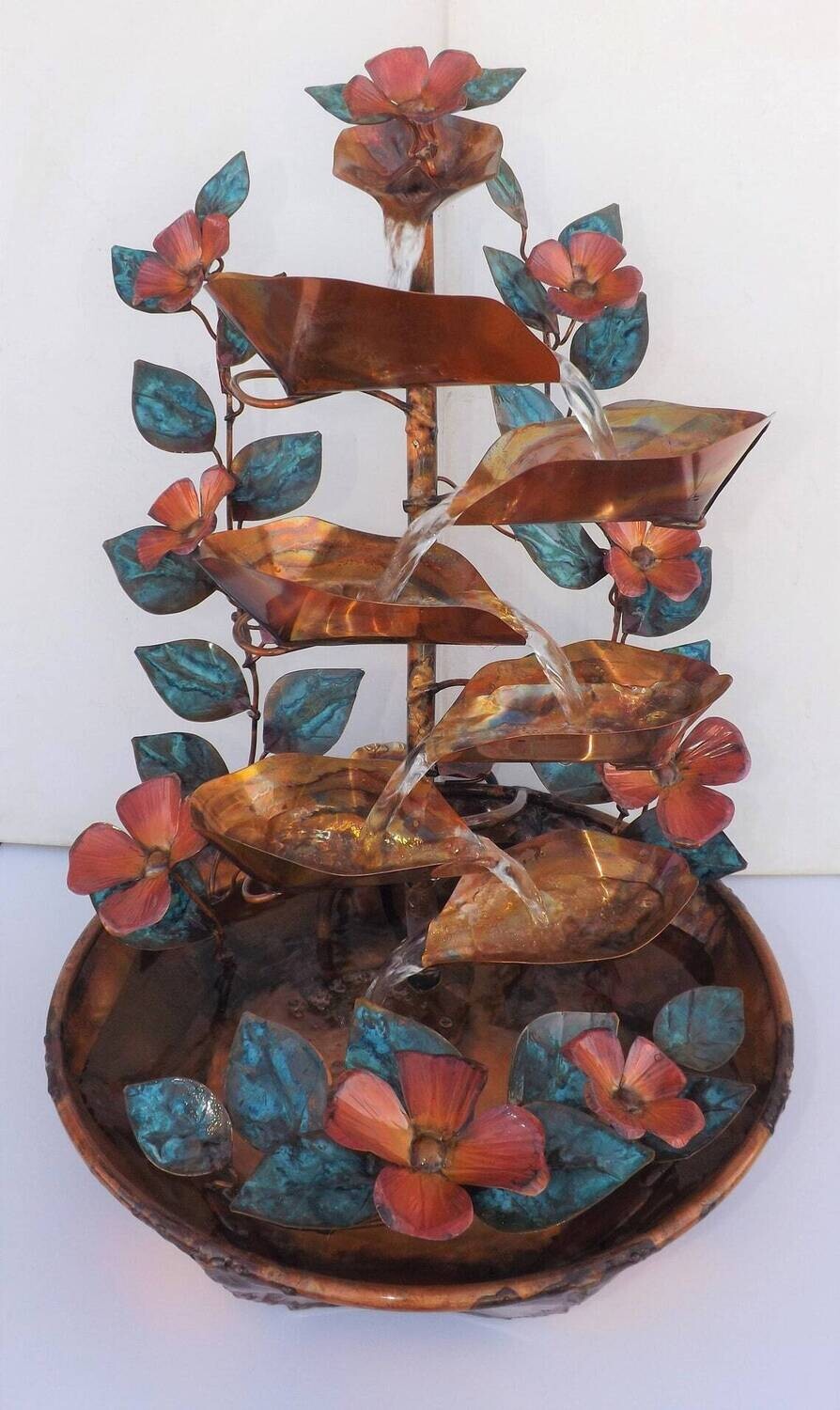 Dogwood Flowers and Leaves, Extra Large Copper Water Table Fountain (available by order and not in-stock, please see details for shipping/inventory)