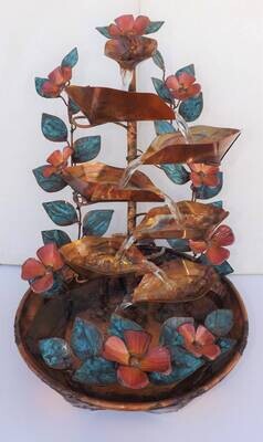 Dogwood Flowers and Leaves, Extra Large Copper Water Table Fountain (available by order, please see details for shipping/inventory)