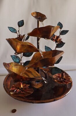 Copper Water Lilies, Lily Pads, and Vines, Table Fountain (available/created by order, please see details for shipping/inventory) Copper Water Lilies, Lily Pads, and Vines, Table Fountain (available/created by order, please see details for shipping/inventory)