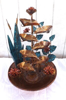 Copper Water Fountain Extra Large Size w/ Cattails, Ivy Leaves, Water Lilies (available/created by order, please see details for shipping/inventory) Copper Water Fountain Extra Large Size w/ Cattails, Ivy Leaves, Water Lilies (available/created by order, please see details for shipping/inventory)