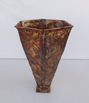 Copper Vase, Regular Hexagon Tapering Shape (available/created by order, please see details for shipping/inventory)